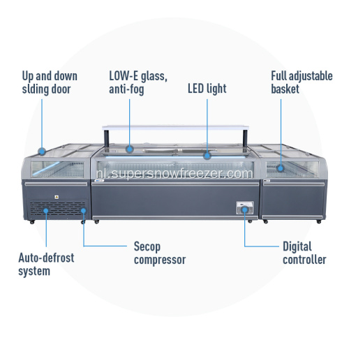 Commercial Seafood Glass Display Koeler koelkast